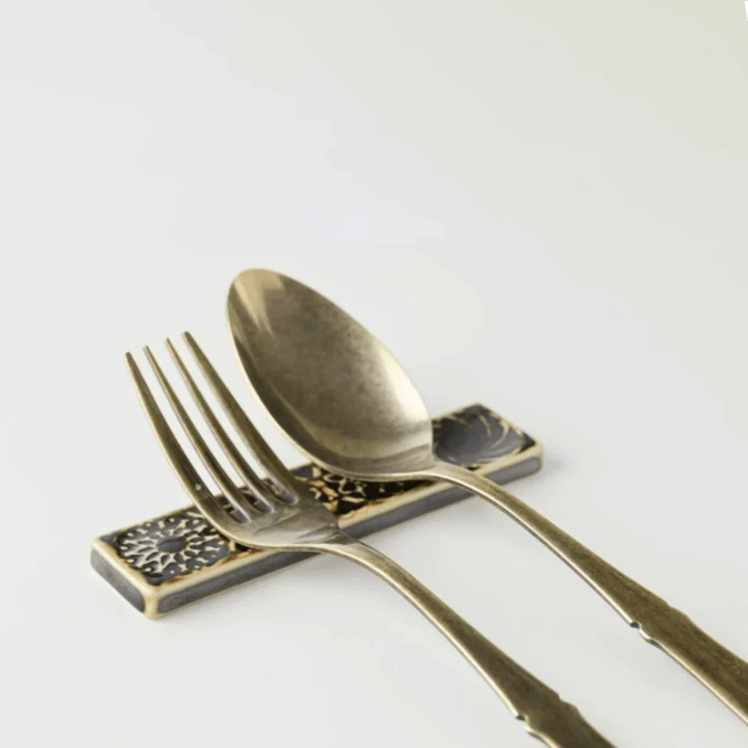 Botanical Motif Cutlery Rest — Olive - Image 3