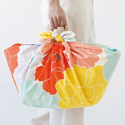 Furoshiki 100 – Peony in Orange (Organic Cotton) - Image 3