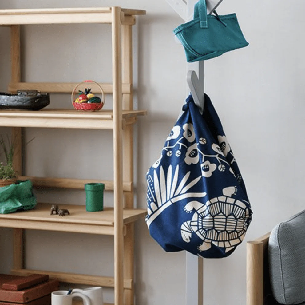 Furoshiki 100 – Indigo-Dyed Cranes & Turtles, Deep Indigo - Image 3