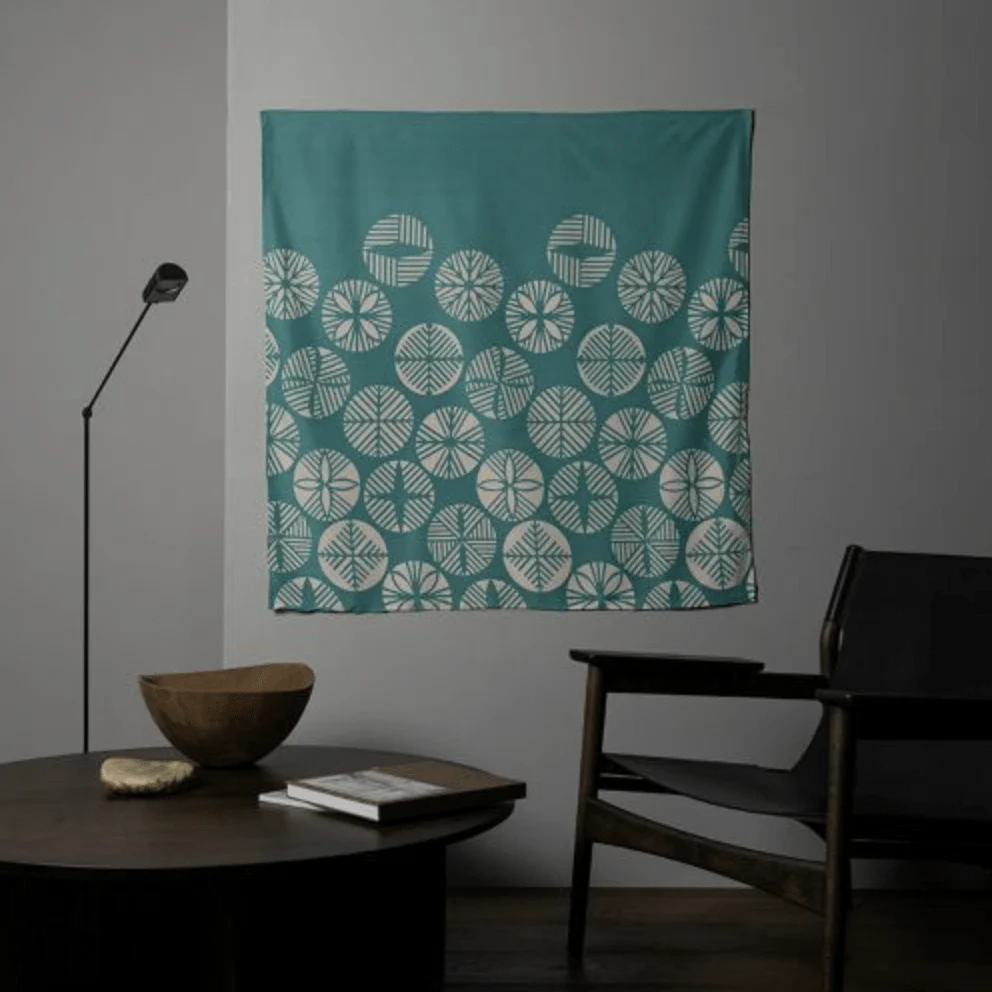 Furoshiki 100 – Isa Monyo “Pine” Reversible, Blue-Green & Deep Gray (Water-Repellent) - Image 8