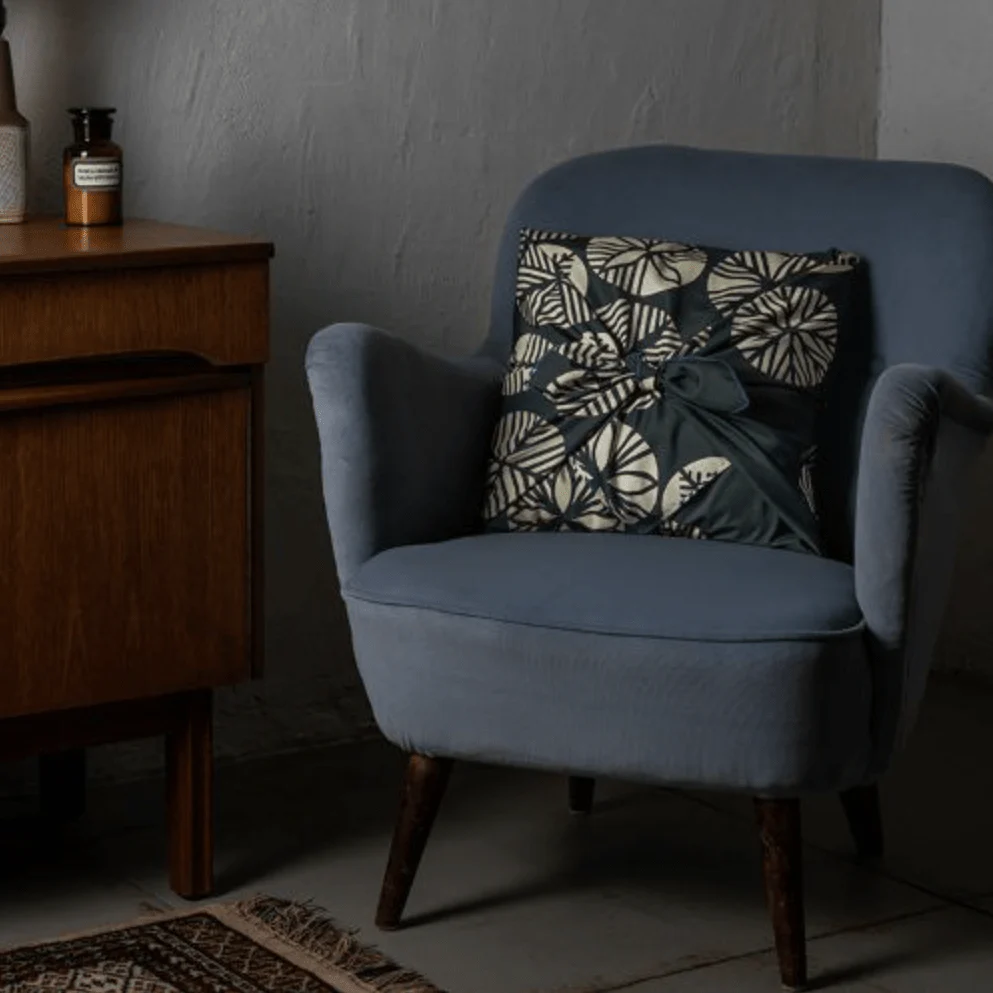 Furoshiki 100 – Isa Monyo “Pine” Reversible, Blue-Green & Deep Gray (Water-Repellent) - Image 9
