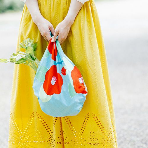 Furoshiki 70 – Camellia in Turquoise (Organic Cotton) - Image 3