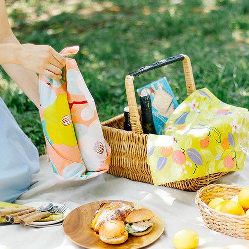 Furoshiki 70 – Citrus in Yellow (Organic Cotton) - Image 3