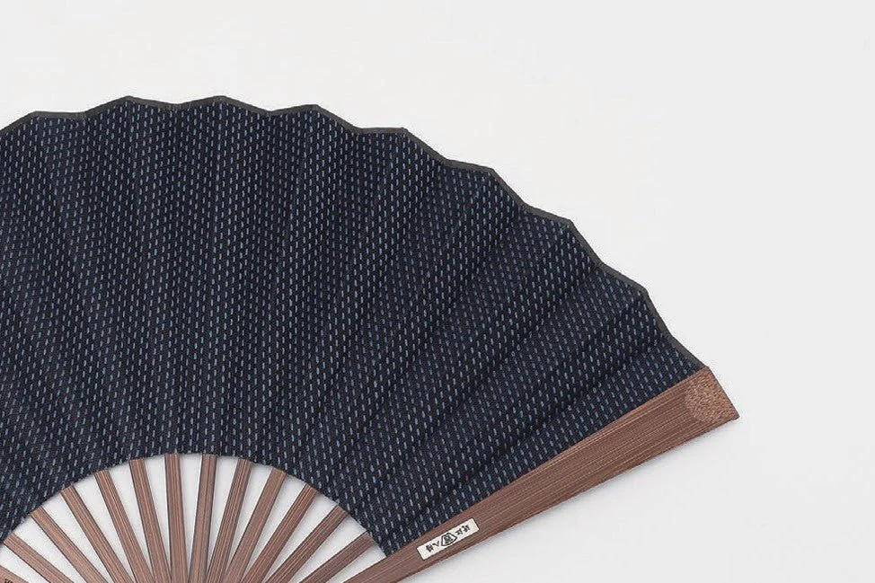 Sashiko-Stitched Indigo Folding Fan - Image 3