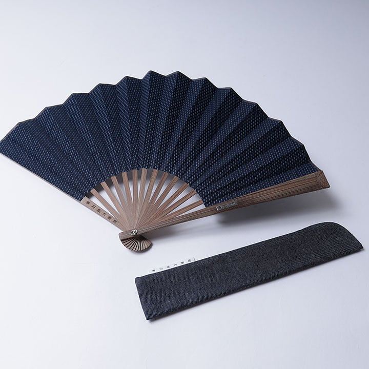 Sashiko-Stitched Indigo Folding Fan - Image 5